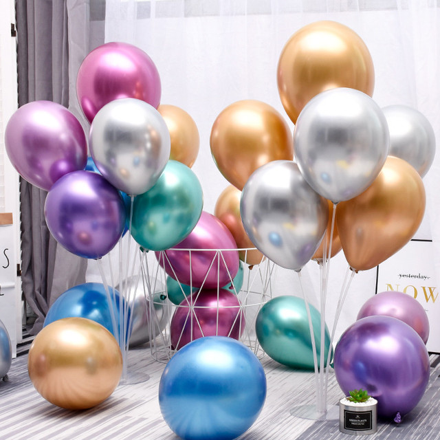 Balony lateksowe metalowe perłowe - 10 sztuk różnych rozmiarów (5/10/12 cali), chromowane o metalicznych kolorach - idealne dekoracje na ślub i przyjęcie urodzinowe - Wianko - 15