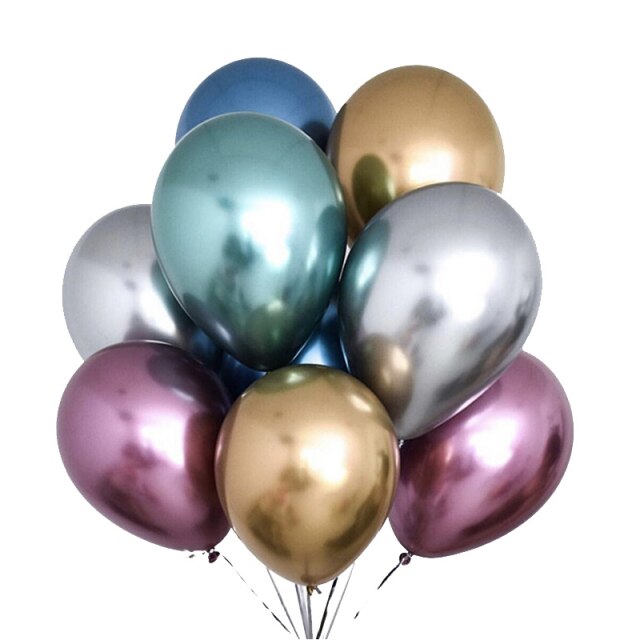 Balony lateksowe metalowe perłowe - 10 sztuk różnych rozmiarów (5/10/12 cali), chromowane o metalicznych kolorach - idealne dekoracje na ślub i przyjęcie urodzinowe - Wianko - 1