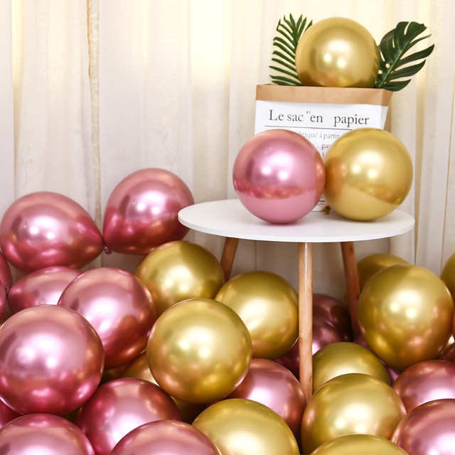 Balony lateksowe metalowe perłowe - 10 sztuk różnych rozmiarów (5/10/12 cali), chromowane o metalicznych kolorach - idealne dekoracje na ślub i przyjęcie urodzinowe - Wianko - 19