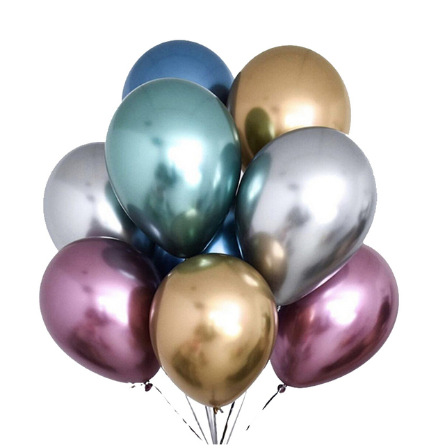 Balony lateksowe metalowe perłowe - 10 sztuk różnych rozmiarów (5/10/12 cali), chromowane o metalicznych kolorach - idealne dekoracje na ślub i przyjęcie urodzinowe - Wianko - 13