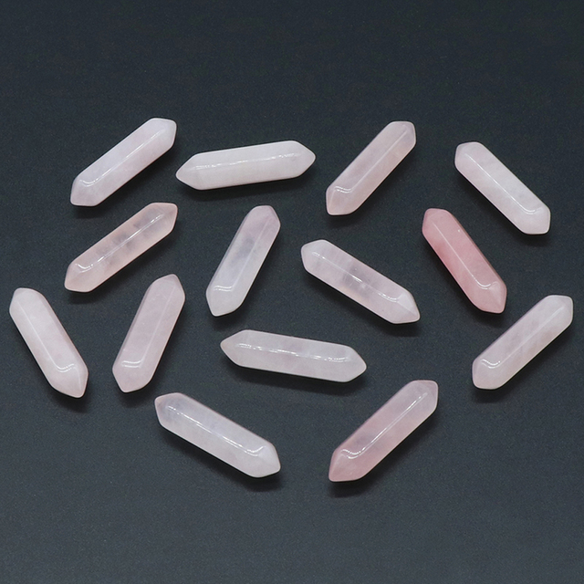 Opalowy różowy kwarc, dwugłowy sześciokątny stożek uzdrawiający Reiki - 1 szt - Wianko - 3
