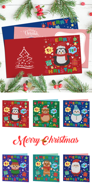Kartki świąteczne DIY z podziękowaniami - 6 sztuk z kopertą i ozdobami - Wianko - 6