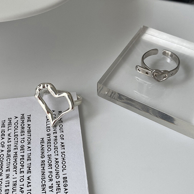 Pierścień z wykwintną biżuterią dla kobiet - Evimi 925 Sterling Silver Hollow Love Heart Belt - Wianko - 8