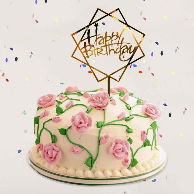 Złoty błysk akrylowy topper do ciasta na urodzinowe przyjęcia - ozdoba tortu - Wianko - 6