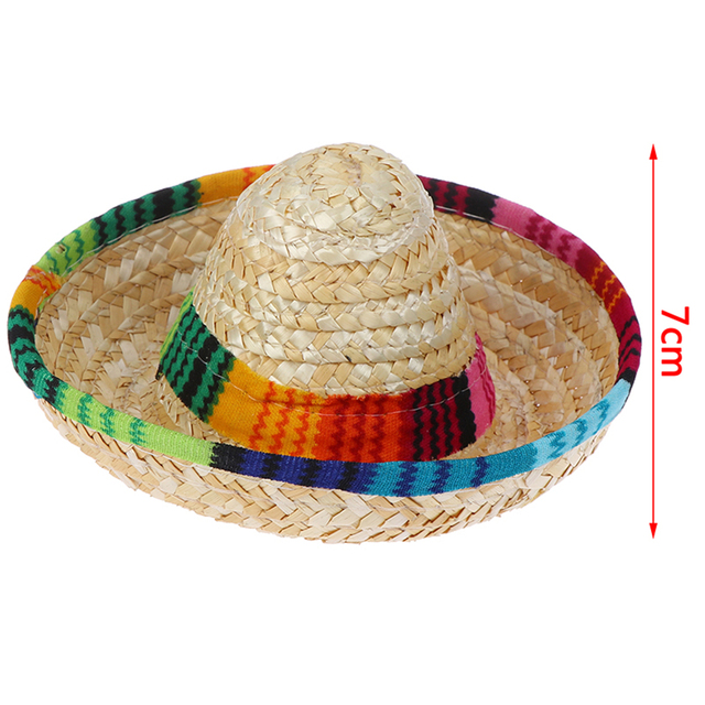 Słomkowy sombrero Mini dla małych zwierząt - wielokolorowy kapelusz regulowany linią bawełnianą - Wianko - 10