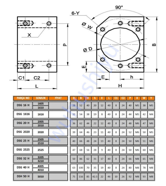 Obudowa aluminium dla SFU2505/SFU2510 — 25mm śruba z nakrętką kulkową — część CNC - Wianko - 15