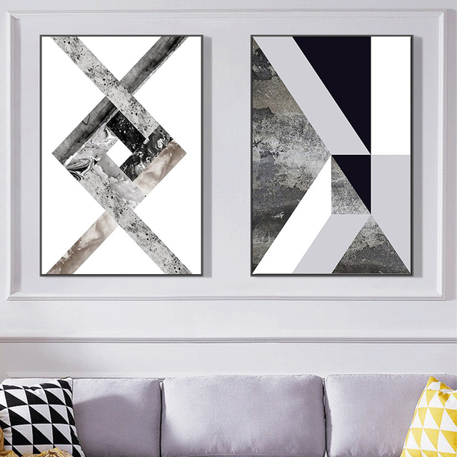 Czarno-biała figura geometryczna na płótnie - Nordycki styl do salonu (bez ramki) - Wianko - 4