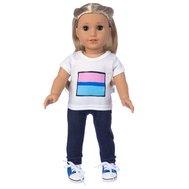 Dżinsowa koszula z kolekcji 2021 dla lalki o wymiarze 18 cali, idealna na Boże Narodzenie - Wianko - 8