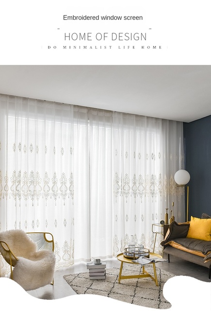 Zasłona moskitierka na okno w stylu amerykańskim z haftem - elegancka dekoracja wnętrza - Wianko - 10