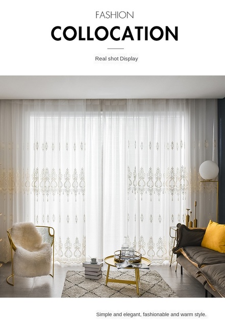 Zasłona moskitierka na okno w stylu amerykańskim z haftem - elegancka dekoracja wnętrza - Wianko - 14