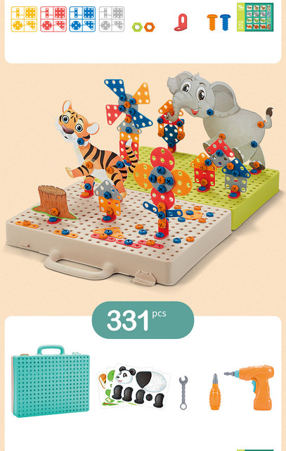 Kreatywne demontażowe puzzle 3D - zestaw klocków do skręcania z wiertłem dla dzieci - Wianko - 16