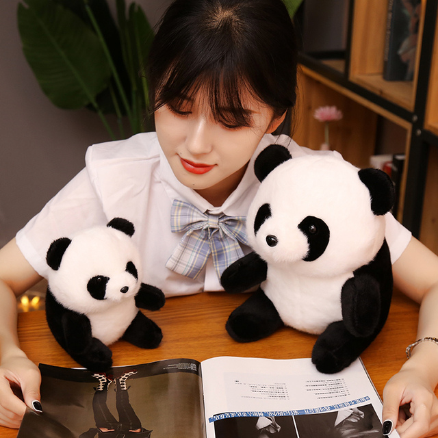 Realistyczna pluszowa Panda - zabawka w kształcie okrągłego słodkiego dzikiego zwierzęcia dla chłopców i dziewczynek - Wianko - 8