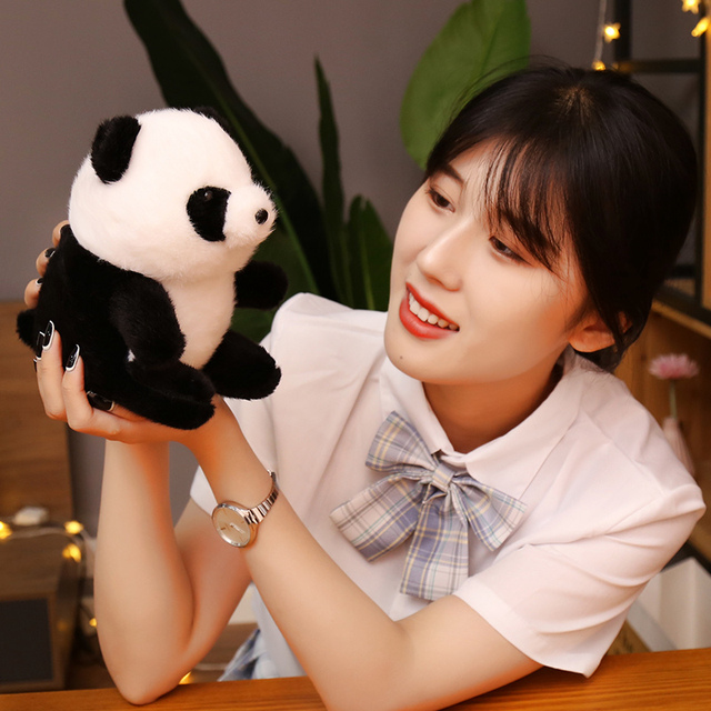 Realistyczna pluszowa Panda - zabawka w kształcie okrągłego słodkiego dzikiego zwierzęcia dla chłopców i dziewczynek - Wianko - 6