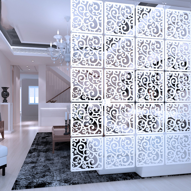 Parawan składany biały 6 sztuk panele plastikowe przegroda na ścianę do salonu sypialni - Wianko - 15