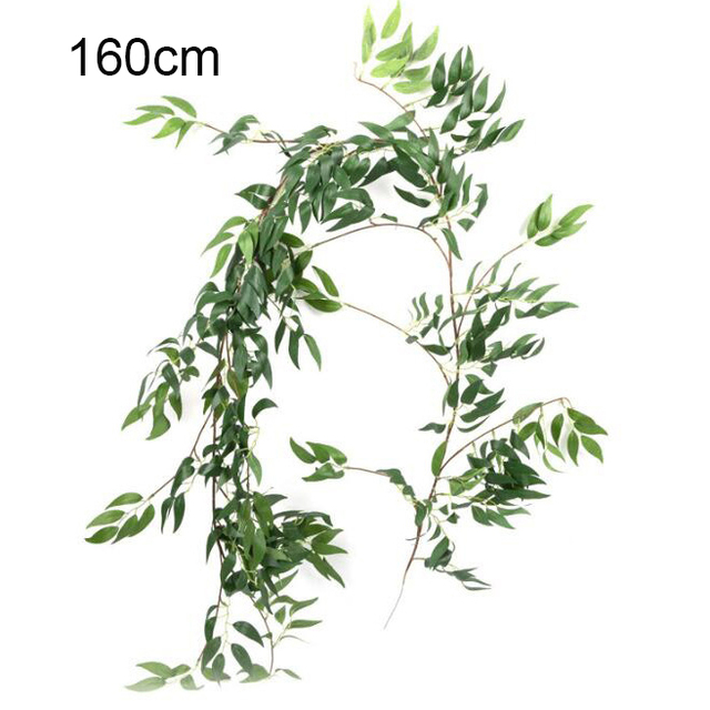160cm wierzba Rattan zielone liście - sztuczne rośliny do dekoracji domu, ogrodu i ślubu - Wianko - 3