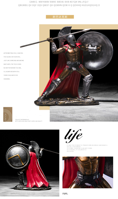 Starożytny rzymski wojownik - Ornament Retro Spartan, figurka z żywicy spawanej - Model postaci, statua do dekoracji wnętrza, idealny prezent - Wianko - 5