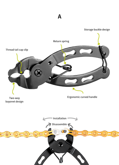 Łańcuch rowerowy zaciski Checker z narzędziem do szybkiego usuwania, klamra i narzędzie do instalacji, MTB, łańcuch rowerowy, Hook akcesoria rowerowe - Wianko - 2