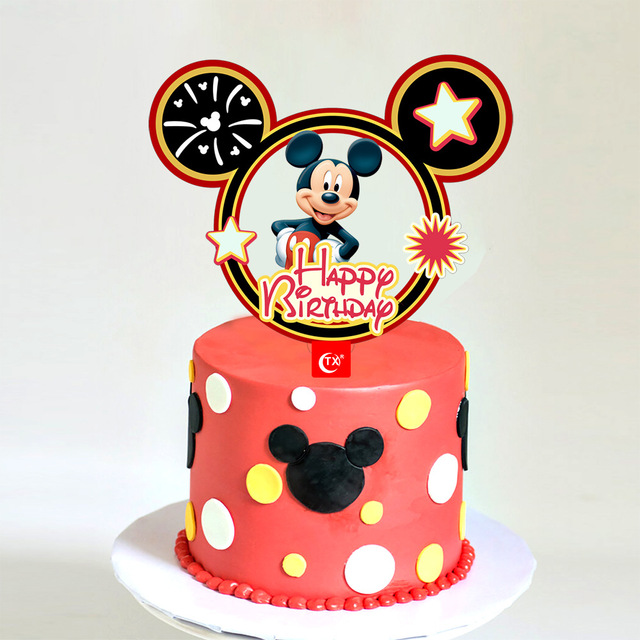 Zestaw do dekoracji tortów Disney Minnie Mickey Mouse - wykaszarki i chorągiewki na tort urodzinowy, wesele, Baby Shower - Wianko - 5