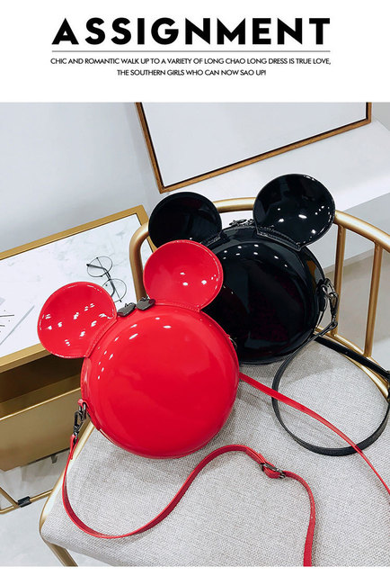Disney 2019 lalka Mickey w kształcie torby na akcesoria kobiece z uchami, woreczek na ramię z lusterkiem w oprawie skórzanej - Wianko - 15