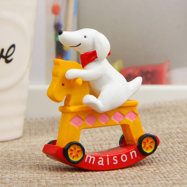 Figurka uroczy pies jeżdżący na koniu, ozdoba biurka i dekoracja wnętrza, prezent dla dzieci - Moss Fairy - Wianko - 10