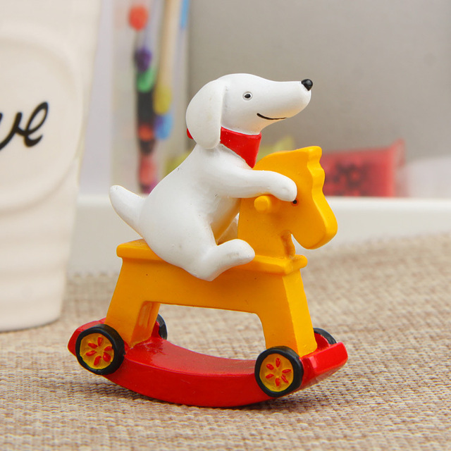 Figurka uroczy pies jeżdżący na koniu, ozdoba biurka i dekoracja wnętrza, prezent dla dzieci - Moss Fairy - Wianko - 9