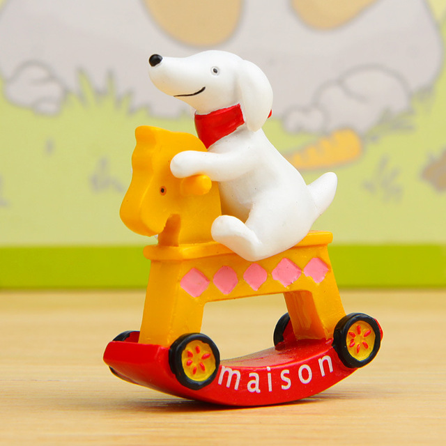 Figurka uroczy pies jeżdżący na koniu, ozdoba biurka i dekoracja wnętrza, prezent dla dzieci - Moss Fairy - Wianko - 2