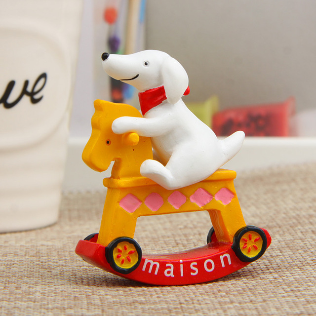 Figurka uroczy pies jeżdżący na koniu, ozdoba biurka i dekoracja wnętrza, prezent dla dzieci - Moss Fairy - Wianko - 8