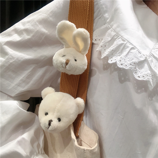 Broszka pluszowego królika brązowo-białego HUANZHI - urocze, kreskówkowe zwierzęta w japońskim stylu dla par - Wianko - 1