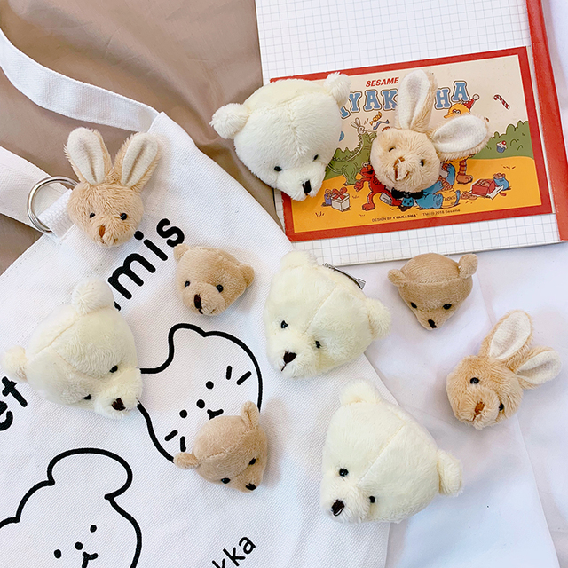 Broszka pluszowego królika brązowo-białego HUANZHI - urocze, kreskówkowe zwierzęta w japońskim stylu dla par - Wianko - 2