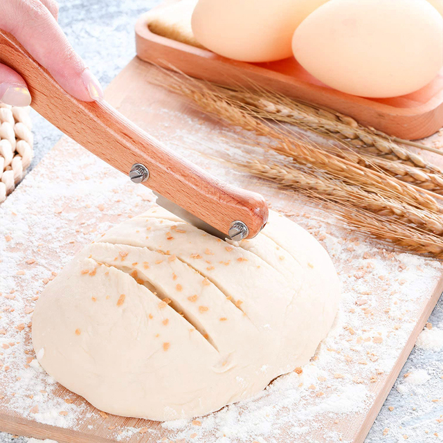 Wykrawacz do ciasta Chleb Lame z drewnianym uchwytem i 5 wymiennymi ostrzami do pieczenia chleba - Wianko - 5