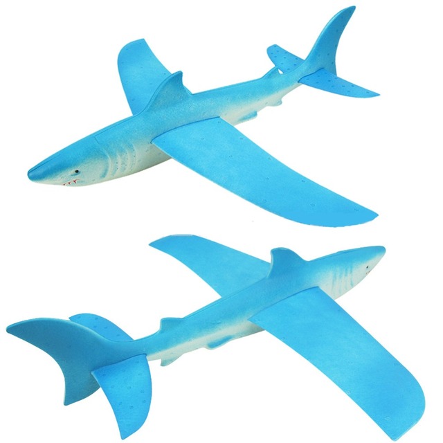 Samolot rc odkryty Shark 46cm, wykonany z pianki EPP, ręcznie rzutany - zabawka edukacyjna dla dzieci, prezent urodzinowy, szybowiec, wzór ryby, zwierzę - Wianko - 7