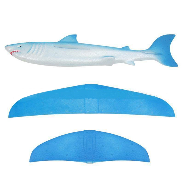 Samolot rc odkryty Shark 46cm, wykonany z pianki EPP, ręcznie rzutany - zabawka edukacyjna dla dzieci, prezent urodzinowy, szybowiec, wzór ryby, zwierzę - Wianko - 3