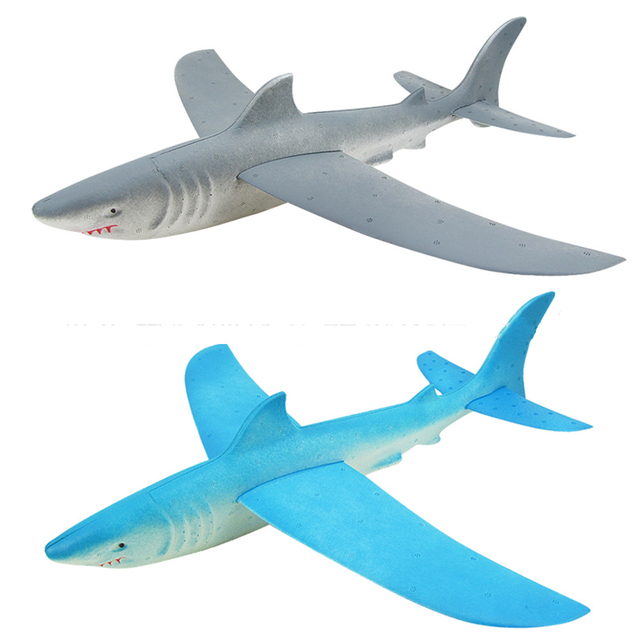 Samolot rc odkryty Shark 46cm, wykonany z pianki EPP, ręcznie rzutany - zabawka edukacyjna dla dzieci, prezent urodzinowy, szybowiec, wzór ryby, zwierzę - Wianko - 1