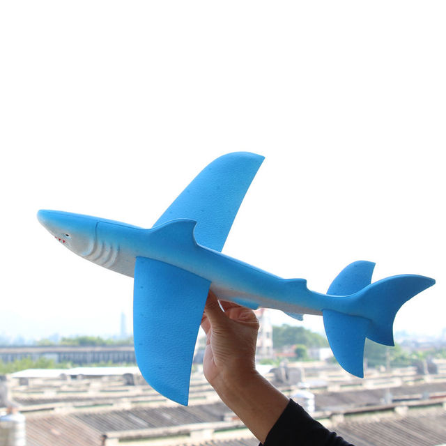 Samolot rc odkryty Shark 46cm, wykonany z pianki EPP, ręcznie rzutany - zabawka edukacyjna dla dzieci, prezent urodzinowy, szybowiec, wzór ryby, zwierzę - Wianko - 8