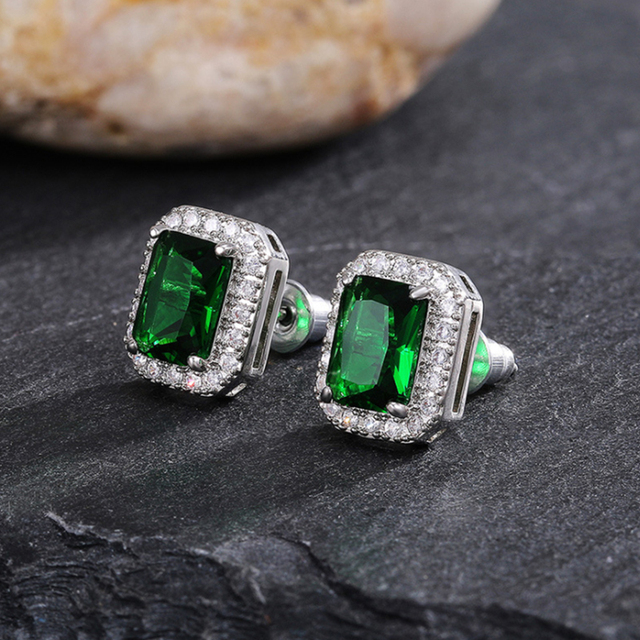 Nowoczesne kolczyki zielone z cyrkoniami i kryształami dla kobiet - idealne na ślub - Wianko - 9