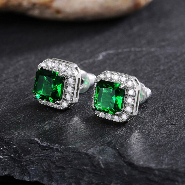 Nowoczesne kolczyki zielone z cyrkoniami i kryształami dla kobiet - idealne na ślub - Wianko - 7