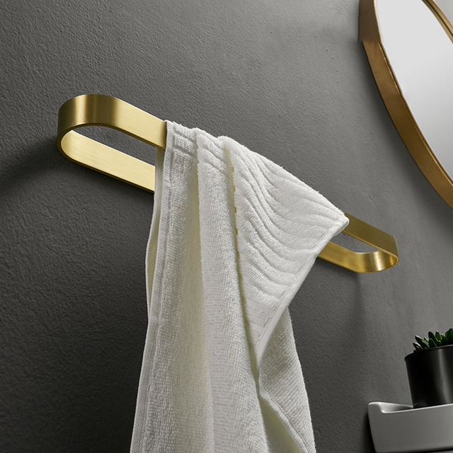 Aluminiowy uchwyt na ręcznik łazienkowy wieszak na ścianę szczotkowane złoto - Wianko - 5