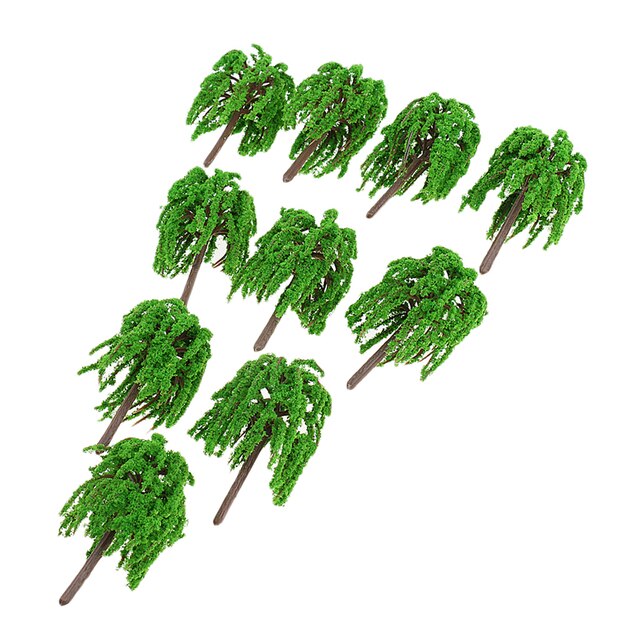 Pakiet 10 drzew wierzbowych do modelu architektury pociągu kolejowego krajobraz w skali HO N - Wianko - 4