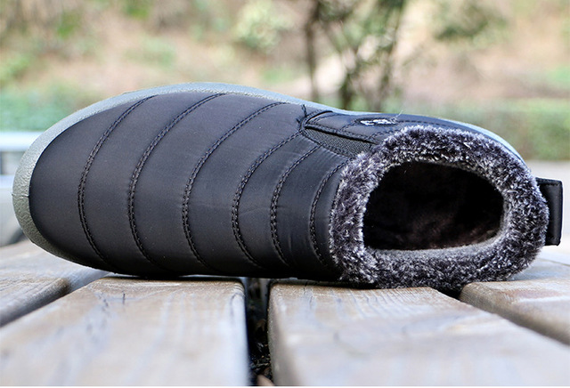 Męskie zimowe buty śniegowe czarne, wodoodporne, antypoślizgowe, trzymające ciepło - Wianko - 6