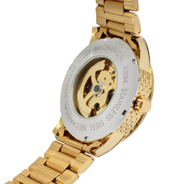 FORSINING - Luksusowy zegarek męski z niebieskim szkieletowym mechanizmem automatycznym na bransolecie ze stali nierdzewnej i złoceniem - Wianko - 5