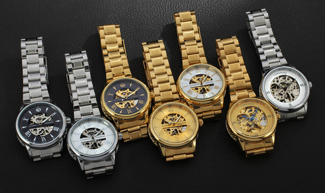FORSINING - Luksusowy zegarek męski z niebieskim szkieletowym mechanizmem automatycznym na bransolecie ze stali nierdzewnej i złoceniem - Wianko - 9