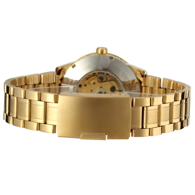 FORSINING - Luksusowy zegarek męski z niebieskim szkieletowym mechanizmem automatycznym na bransolecie ze stali nierdzewnej i złoceniem - Wianko - 2