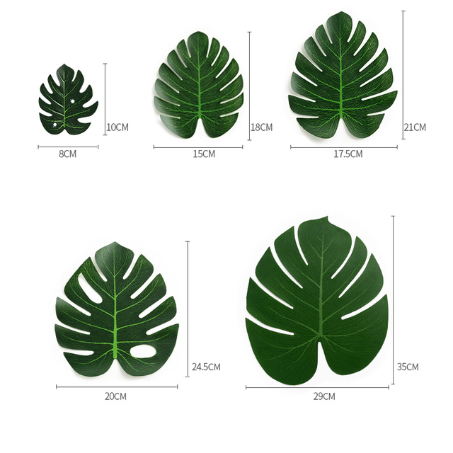 35 sztuk sztucznych palm tropikalnych liści Monstera do dekoracji imprezy o tematyce hawajskiej i jungle beach - Wianko - 4