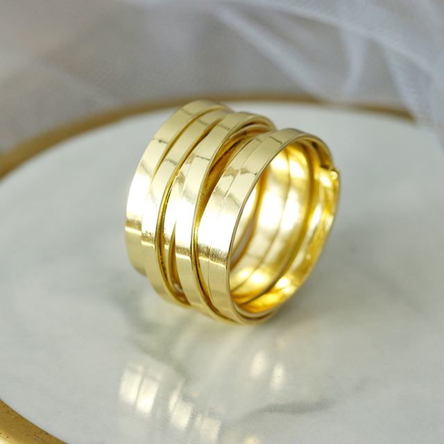 Minimalistyczne pierścienie wielowarstwowe Projekt Punk Chunky Rings - złota biżuteria dla Unisex 2021 - Wianko - 2