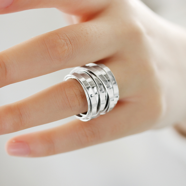Minimalistyczne pierścienie wielowarstwowe Projekt Punk Chunky Rings - złota biżuteria dla Unisex 2021 - Wianko - 9