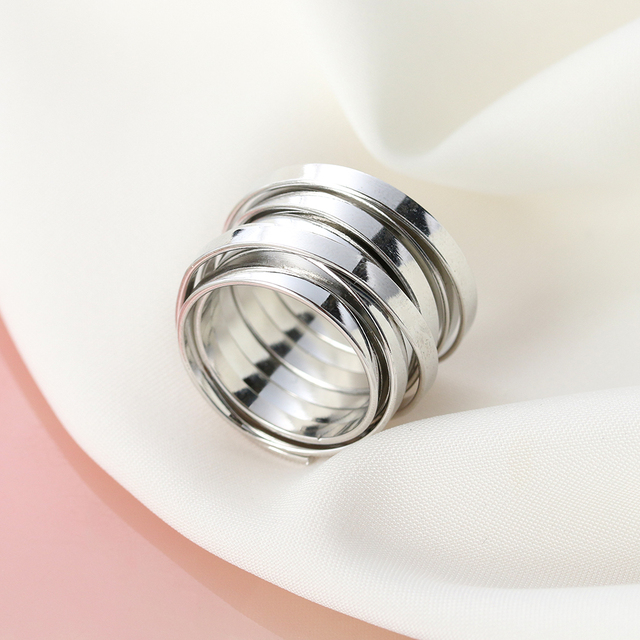 Minimalistyczne pierścienie wielowarstwowe Projekt Punk Chunky Rings - złota biżuteria dla Unisex 2021 - Wianko - 7