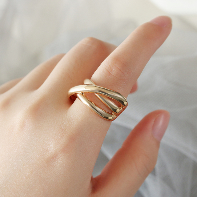 Minimalistyczne pierścienie wielowarstwowe Projekt Punk Chunky Rings - złota biżuteria dla Unisex 2021 - Wianko - 8