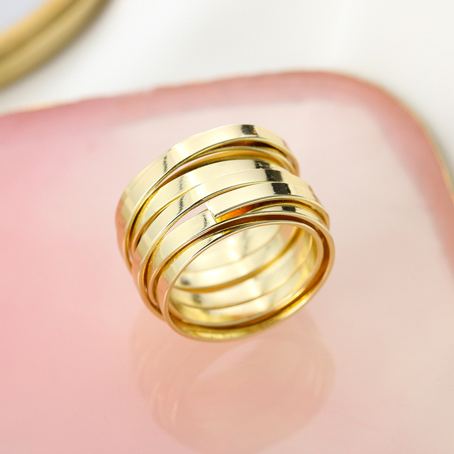 Minimalistyczne pierścienie wielowarstwowe Projekt Punk Chunky Rings - złota biżuteria dla Unisex 2021 - Wianko - 6