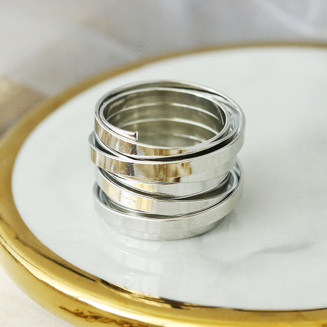 Minimalistyczne pierścienie wielowarstwowe Projekt Punk Chunky Rings - złota biżuteria dla Unisex 2021 - Wianko - 1