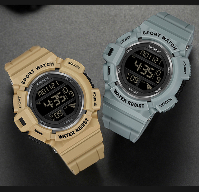 Męski zegarek cyfrowy SANDA 2021 z LED, stoperem i datą - Wianko - 4